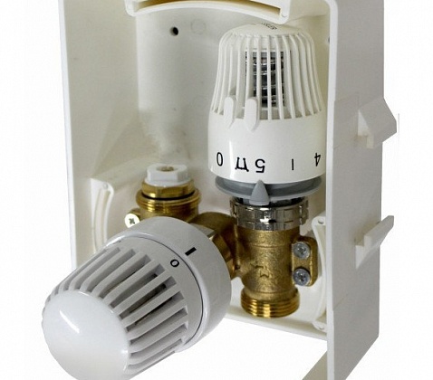 Регулировочный короб с термостатическим клапаном и ограничителем температуры обратного потока, Zeissler (TIM), аналог Oventrop Unibox Plus, арт.: TCB-K-RTL01