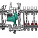 Смесительный узел JH1033 для комбинированной системы отопления 4 контура радиаторов + 5 контуров теплого пола